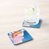 Neon Mohawk - Pink Cockatoo Getränkeuntersetzer (Rechte Seite)