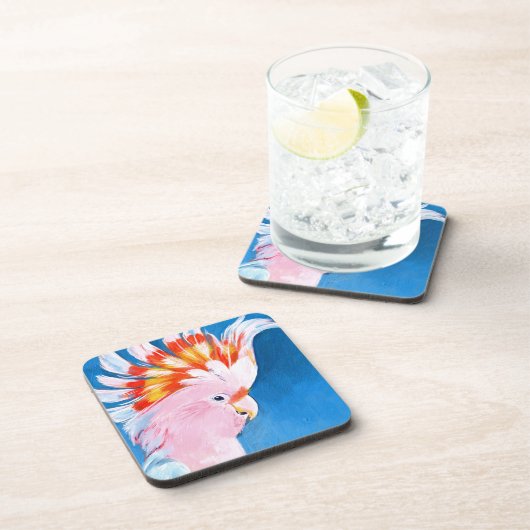 Neon Mohawk - Pink Cockatoo Getränkeuntersetzer (Rechte Seite)