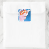 Neon Mohawk - Pink Cockatoo Quadratischer Aufkleber (Tasche)