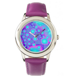 Neon Molecules Psychedelisches Fraktal Armbanduhr