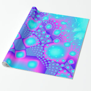 Neon Molecules Psychedelisches Fraktal Geschenkpapier