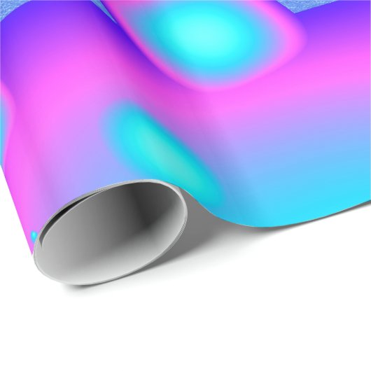 Neon Molecules Psychedelisches Fraktal Geschenkpapier (Rolleneckpunkt)