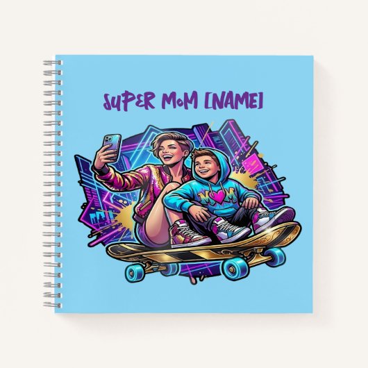 Neon Mom & Son Spiral Notebook Notizblock (Vorderseite)