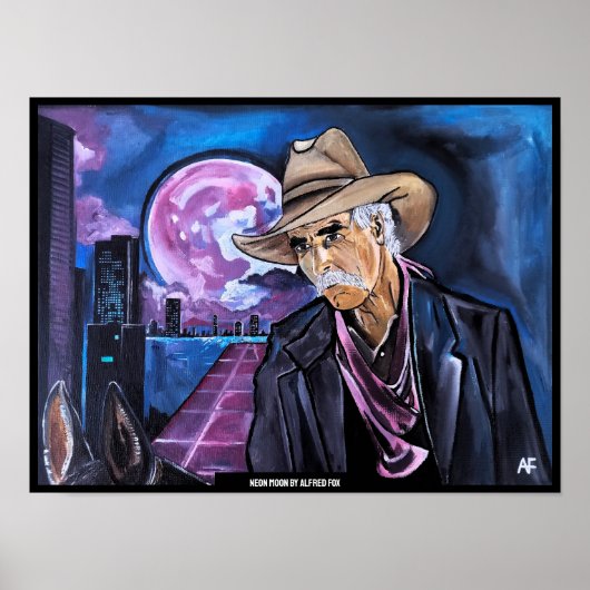 Neon-Mond-Gemälde von Alfred Fox Poster (Vorne)