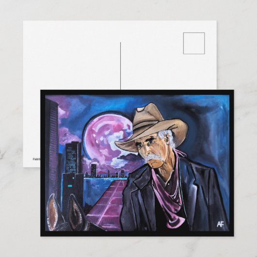 Neon-Mond-Gemälde von Alfred Fox Postkarte (Vorne/Hinten)