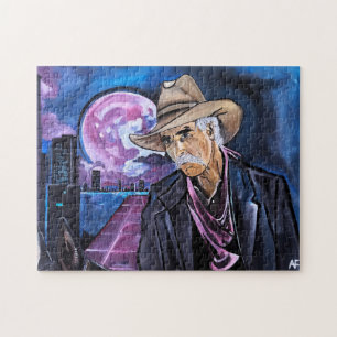 Neon-Mond-Gemälde von Alfred Fox Puzzle