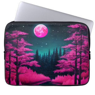 Neon-Mondlicht-Wald-Fantasie-Kunst Laptopschutzhülle