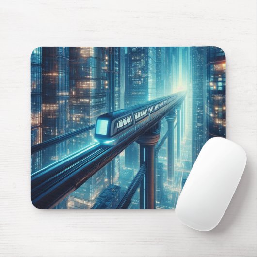Neon Monorail Skyline Mousepad (Mit Mouse)