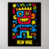 Neon Monster Poster - Pop Art Halloween Design (Vorne)