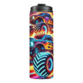 Neon Monster Truck Racing Flames Thrill Thermosbecher (Vorderseite)