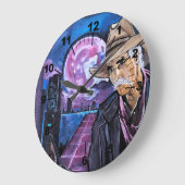 Neon Moon Painting by Alfred Fox Große Wanduhr (Winkel)