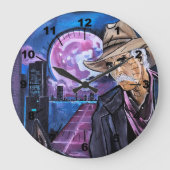 Neon Moon Painting by Alfred Fox Große Wanduhr (Vorderseite)