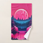 Neon Moonlit Fantasy Forest Lake Badhandtuch Set (Handtuch)