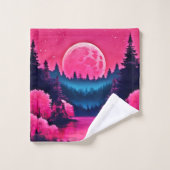 Neon Moonlit Fantasy Forest Lake Badhandtuch Set (Waschlappen)