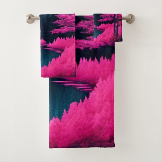 Neon Moonlit Forest Fantasy Art Badhandtuch Set (Insitu)