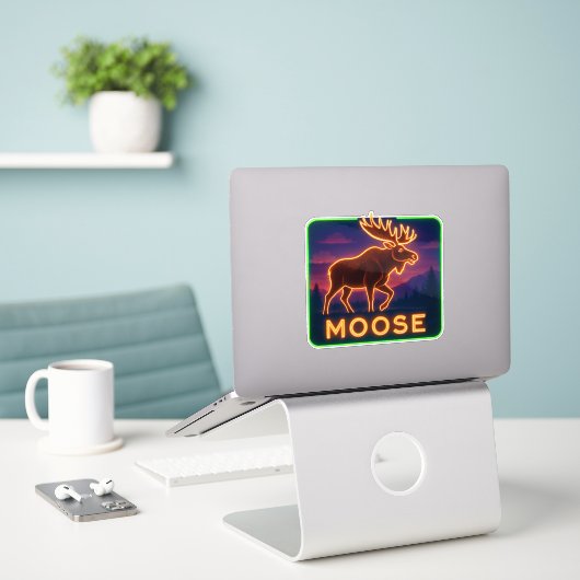 Neon Moose Sticker (Laptop auf Schreibtisch)