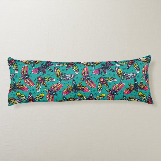 Neon Moth Pattern Seitenschläferkissen (Rückseite)