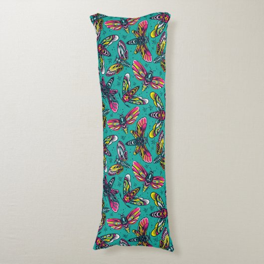 Neon Moth Pattern Seitenschläferkissen (Vorderseite Vertikal)