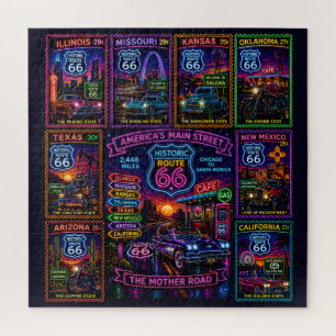 Neon-Mother-Road-Stempel-Collage Puzzle