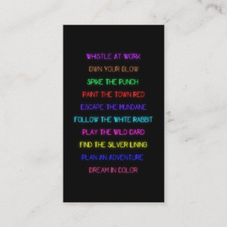 Neon Motivational Pass Along Card Telefonnummerkarte