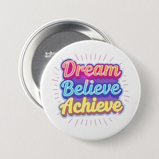 Neon-Motivationszitat 'Träume glauben erreichen' Button (Vorne & Hinten)