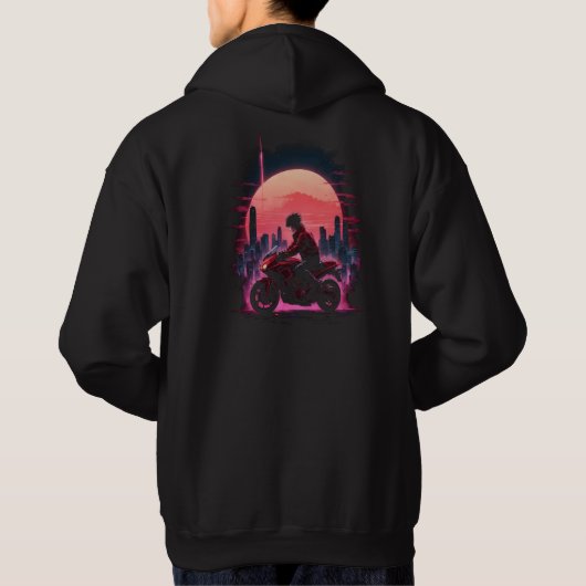 Neon Motor Biker Anime Lover Hoodie (Rückseite)