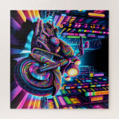 Neon-Motorrad in der Stadt Puzzle (Horizontal)