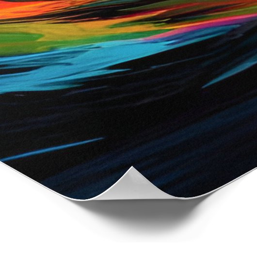 Neon Mountain Sunset Poster (Ecke)