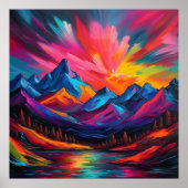 Neon Mountain Sunset Poster (Vorne)