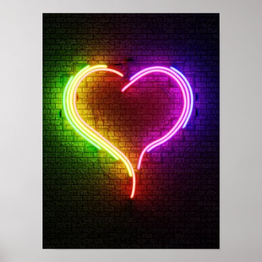 Neon Multi-Color Heart Poster (Vorne)