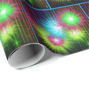 Neon Multi Color Sternexplosion Paint-Spritzer Geschenkpapier