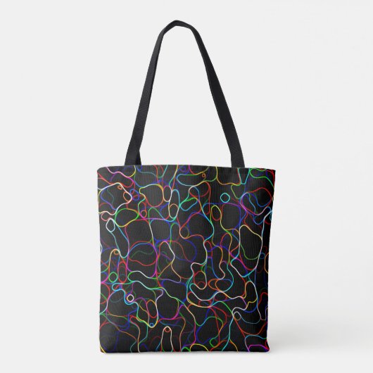 Neon Multicfarbene gekrümmte Linien Tasche (Rückseite)