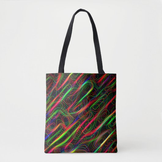 Neon Multicfarbene gekrümmte Linien Tasche (Vorderseite)