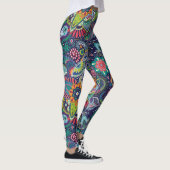 Neon Multicolor Blumenmuster Leggings (Rechts)
