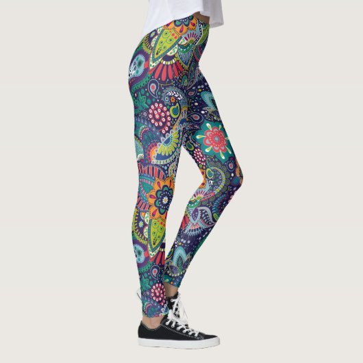 Neon Multicolor Blumenmuster Leggings (Rechts)