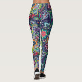 Neon Multicolor Blumenmuster Leggings (Rückseite)