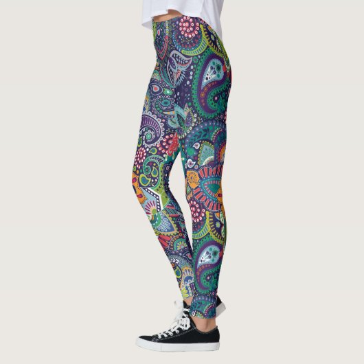 Neon Multicolor Blumenmuster Leggings (Links)