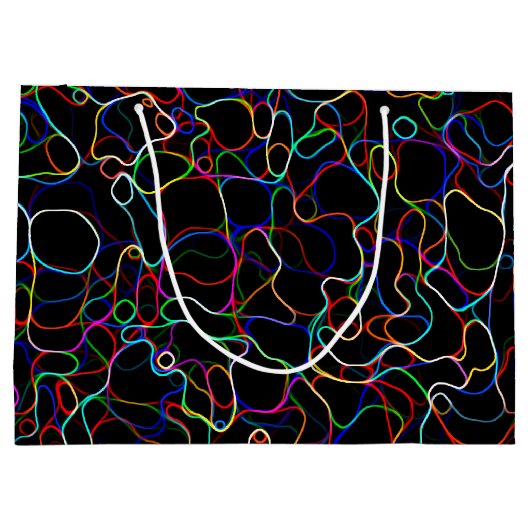 Neon Multicolor Lines Große Geschenktüte (Rückseite)