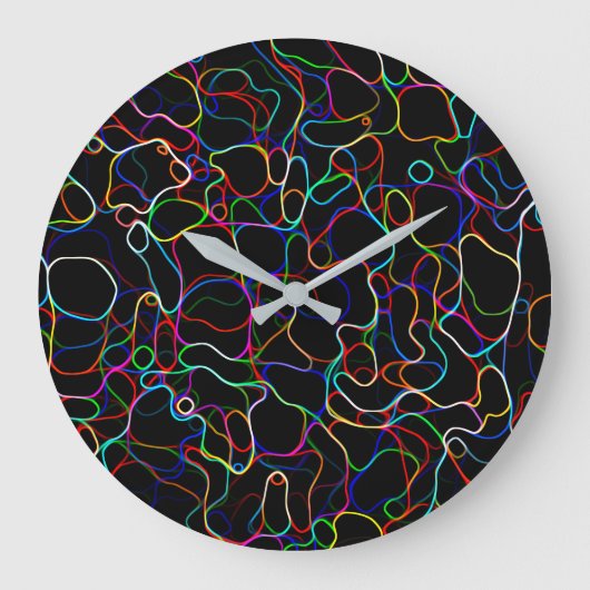 Neon Multicolor Lines Große Wanduhr (Vorderseite)