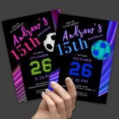 Neon Multicolor Modern Fancy Soccer Birthday Einladung