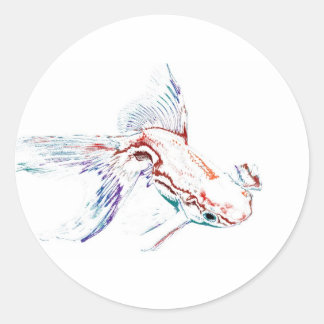 Neon Multicolor Rainbow Fish/Goldfish/Koi Runder Aufkleber