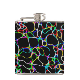 Neon Multicolored Curvy Line Muster - COOL Flachmann