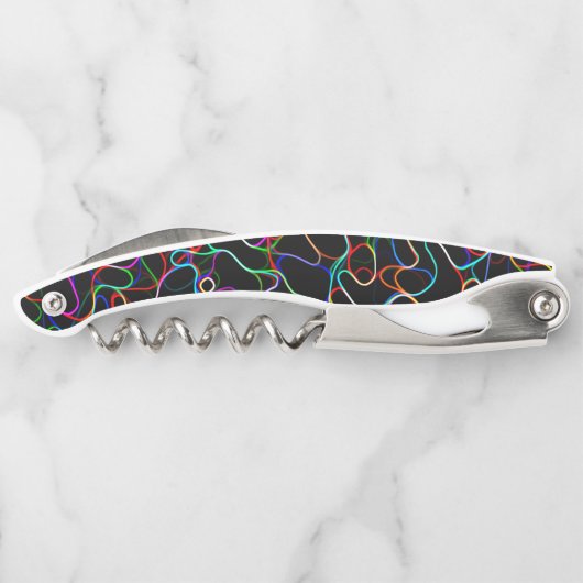 Neon Multicolored Curvy Line Muster - COOL Kellnermesser (Rückseite)