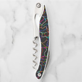 Neon Multicolored Curvy Line Muster - COOL Kellnermesser (Vorderseite)