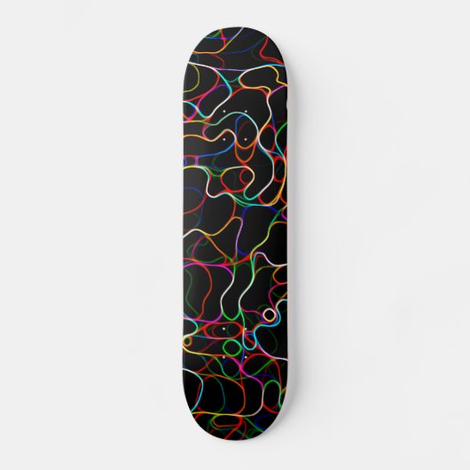 Neon Multicolored Curvy Line Muster - COOL Skateboard (Vorderseite)