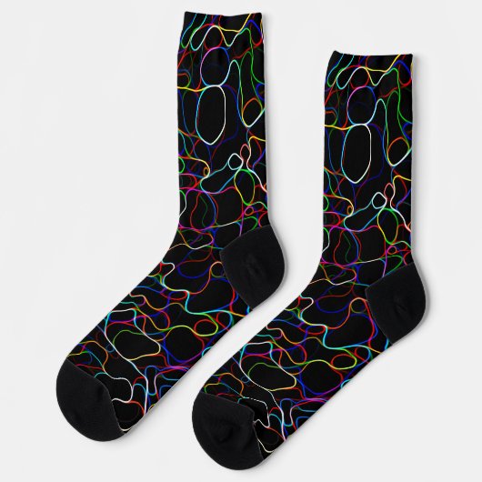 Neon Multicolored Curvy Line Muster - COOL Socken (Linkes Detail)
