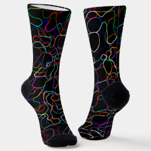 Neon Multicolored Curvy Line Muster - COOL Socken