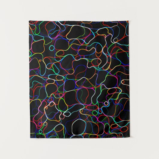 Neon Multicolored Curvy Line Muster - COOL Wandteppich (Vorderseite)