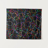 Neon Multicolored Curvy Line Muster - COOL Wandteppich (Vorderseite (Horizontal))