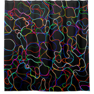 Neon Multicolored Curvy Lines Duschvorhang